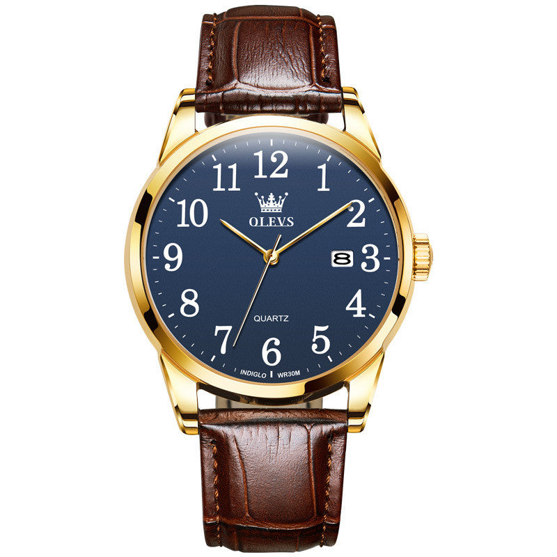 Men's 39mm Minimalist Leather Quartz Watch | 9mm Ultra-Slim