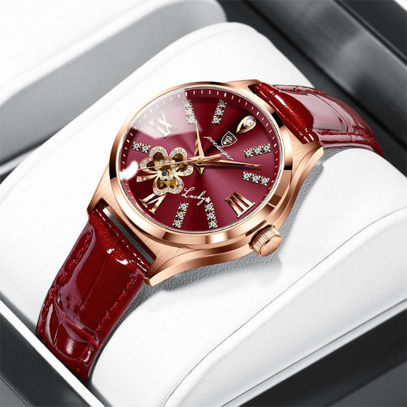 Luxury Waterproof Ladies Calendar Watch: 32mm Luminous Dial | 6mm Ultra-Slim Quartz | Rose Gold