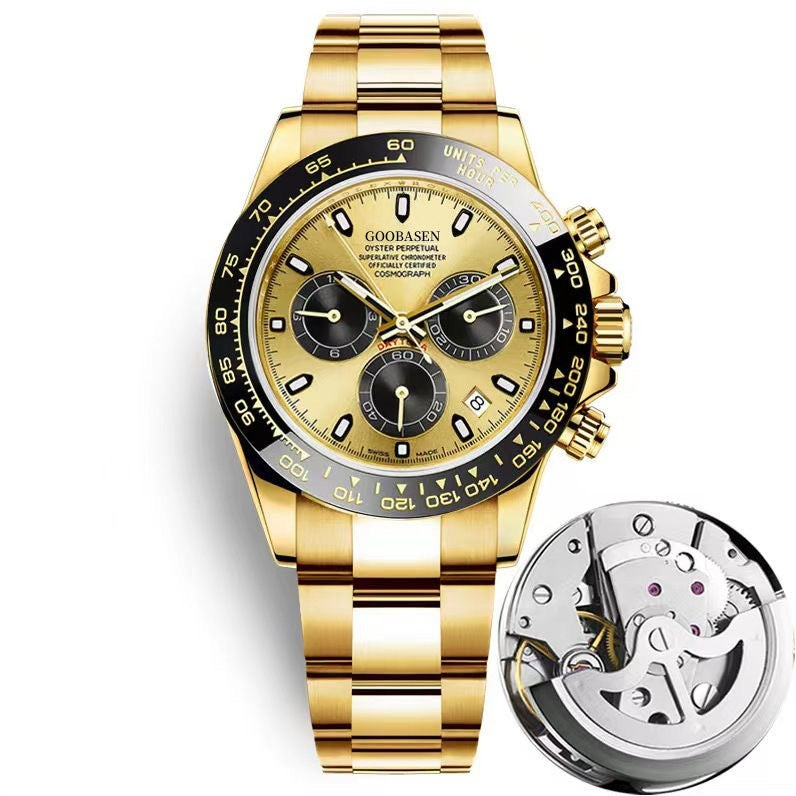 Mechanical-Style Mens Watch With Calenda Quartz Watch