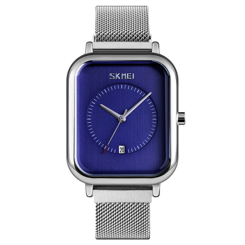 Men's Square Business Quartz Watch | 11mm Mesh-Strap Calendar