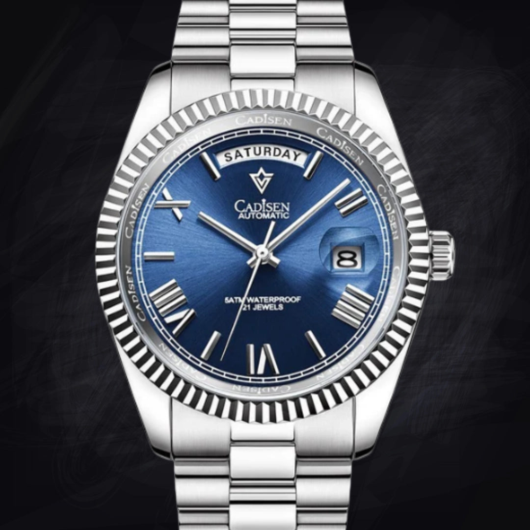Stainless Steel Shell Automatic Mechanical Men's Sapphire Calendar Watch