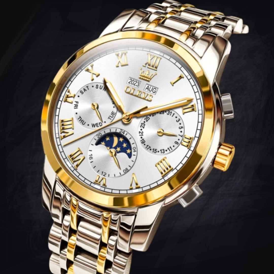 Men's Moon Phase Automatic Watch – 42mm Open Heart Dial with 11mm Slim Steel Case