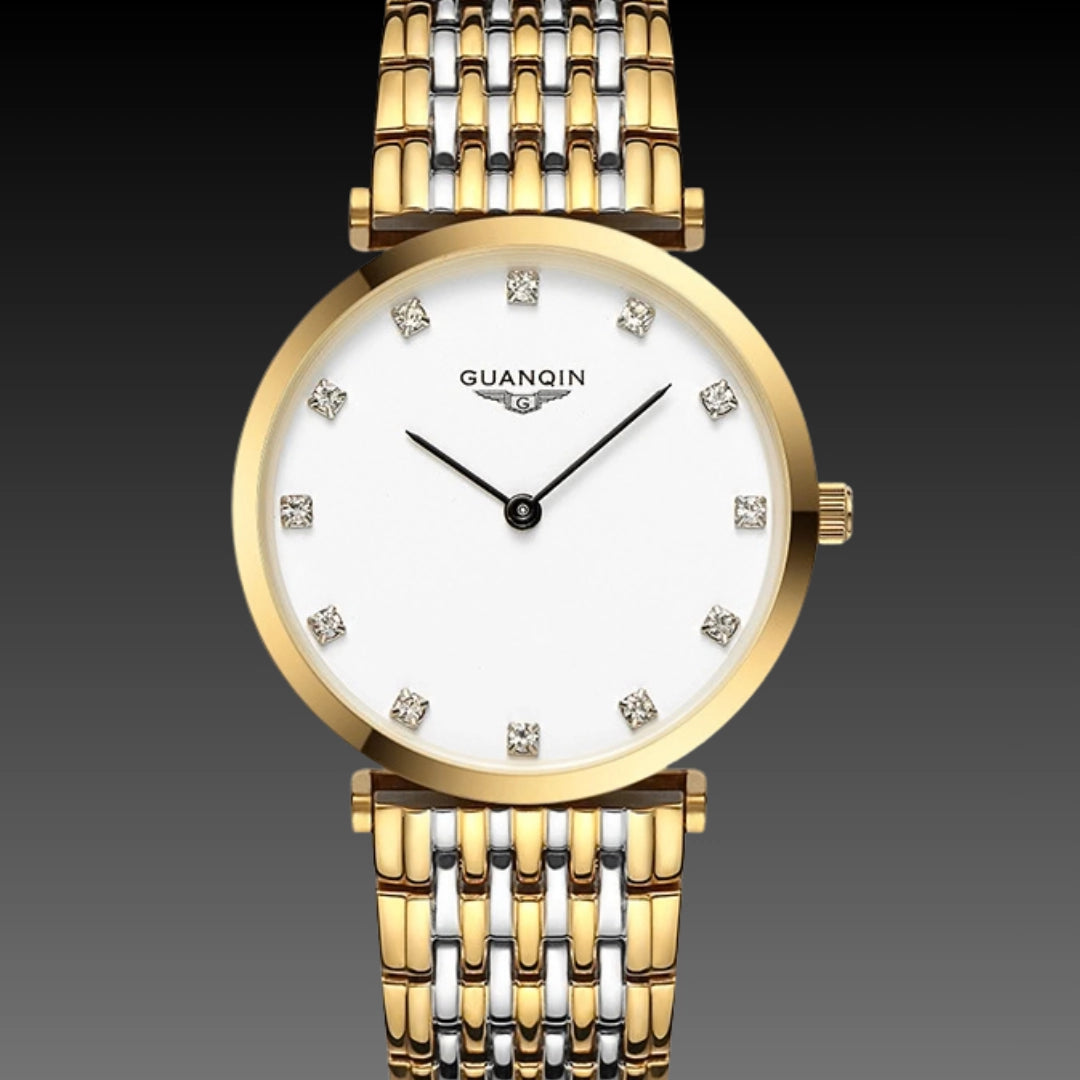Exquisite Ladies Waterproof Watch – Ultra-Slim 6mm Quartz with Diamond & Roman Dial Options