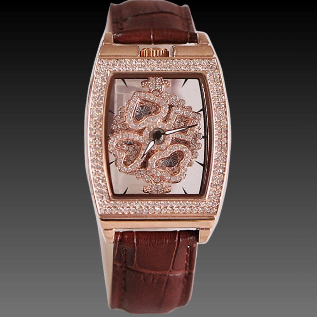 Floral Diamond Ladies Watch: 33mm Relief Dial | Crystal Indices | Magnetic & Leather Options