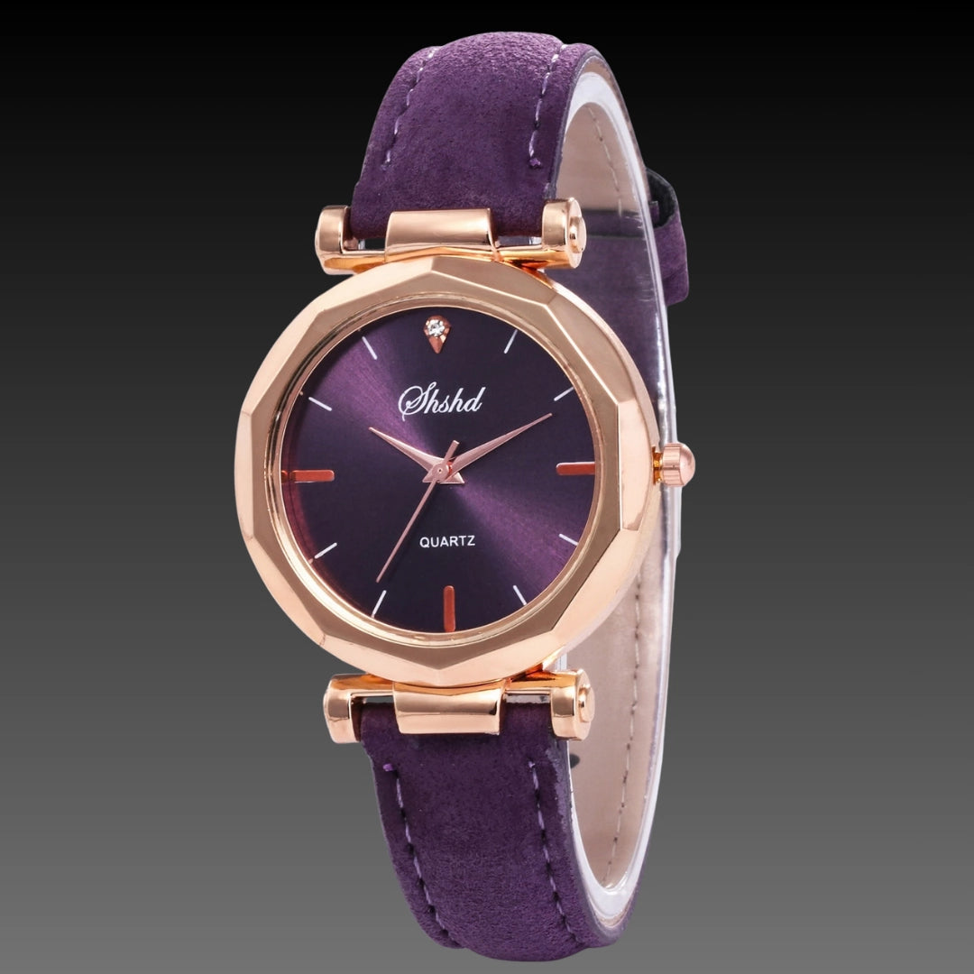 Viral Prism Glass Watch: 30mm Diamond-Cut Face | Frosted Matte Strap | Rose Gold Accents