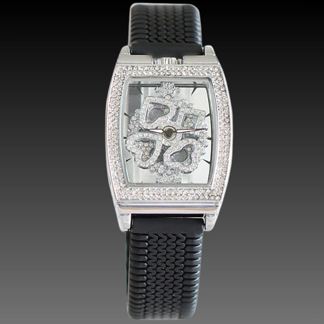 Floral Diamond Ladies Watch: 33mm Relief Dial | Crystal Indices | Magnetic & Leather Options