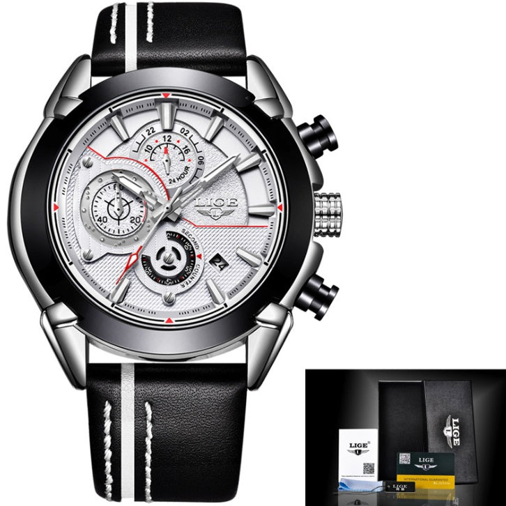 Men's LIGE 45mm Chronograph Quartz Watch | Leather Strap