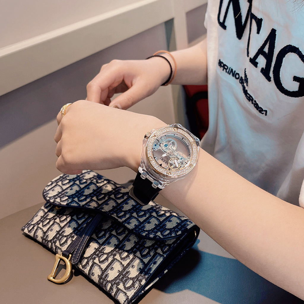 Luxury Skeleton Automatic Watch: 44mm Bold "Boyfriend" Case | Mechanical Sport Design