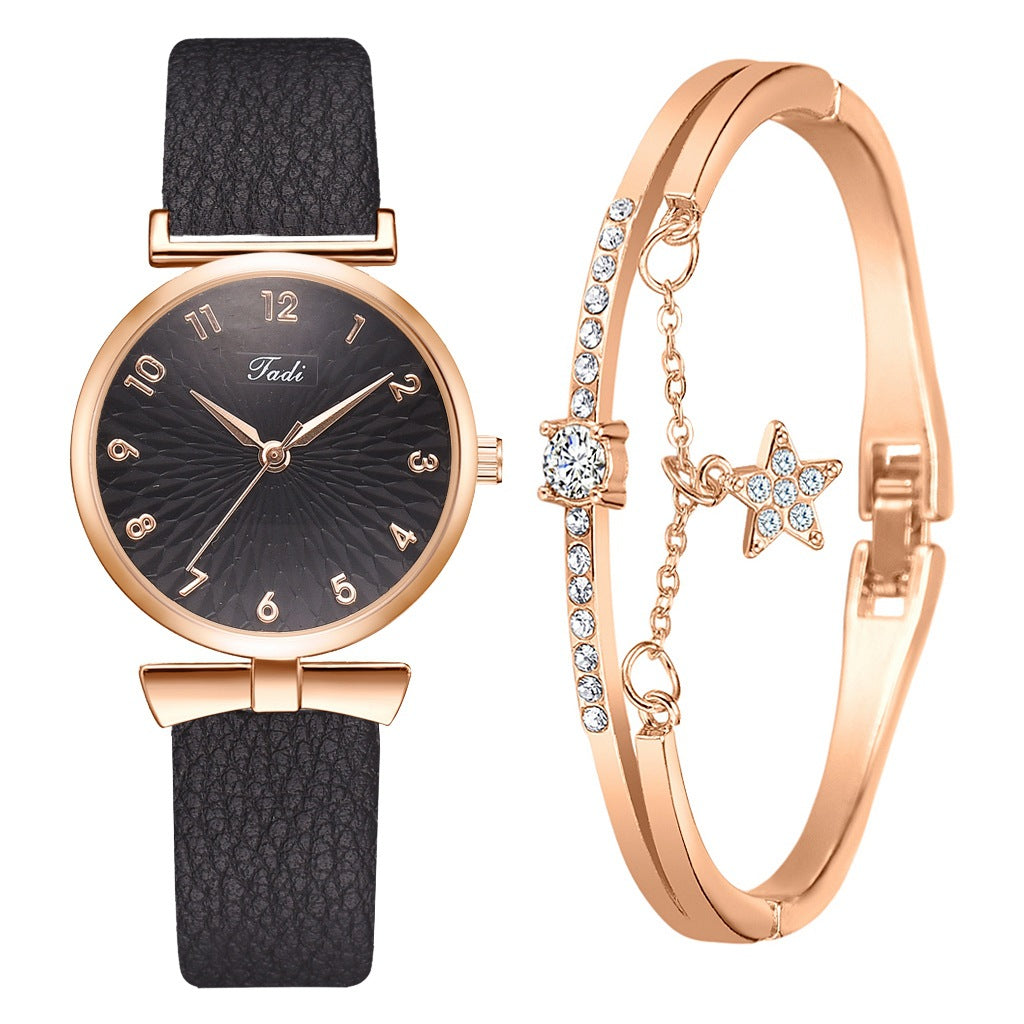 Ladies Bowknot Bracelet Watch Set – Elegant Quartz Timepiece with Matching Rhinestone Jewelry