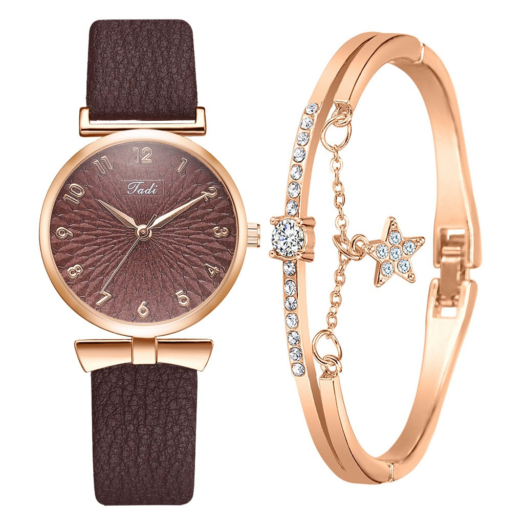 Ladies Bowknot Bracelet Watch Set – Elegant Quartz Timepiece with Matching Rhinestone Jewelry
