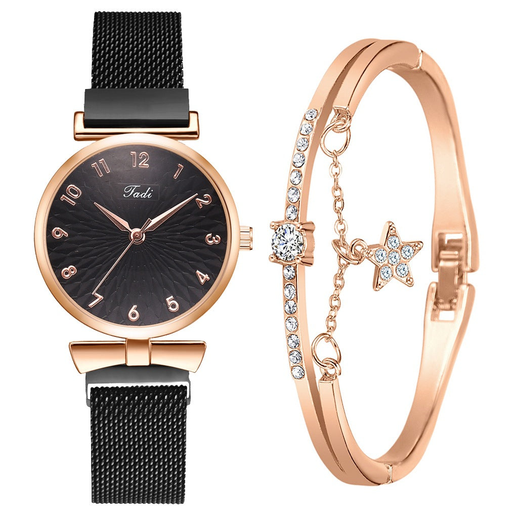 Ladies Bowknot Bracelet Watch Set – Elegant Quartz Timepiece with Matching Rhinestone Jewelry
