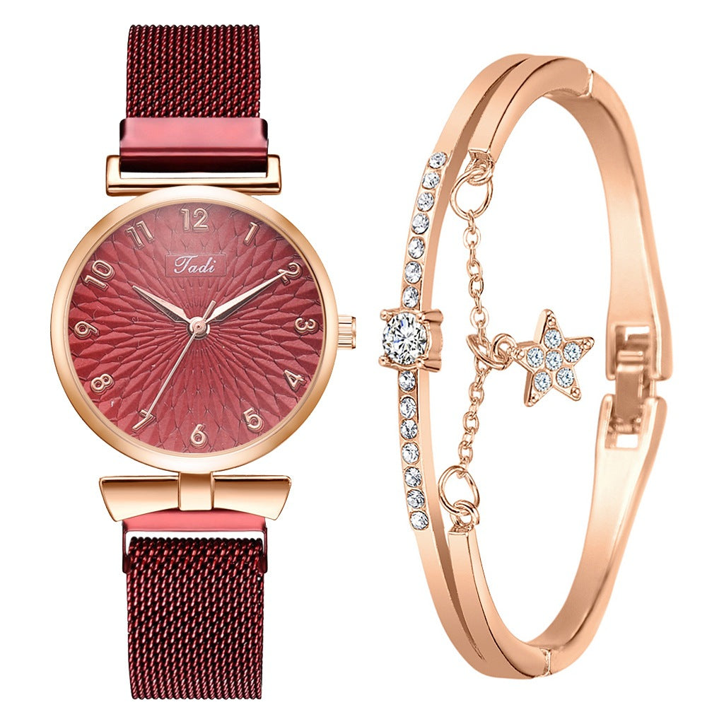 Ladies Bowknot Bracelet Watch Set – Elegant Quartz Timepiece with Matching Rhinestone Jewelry