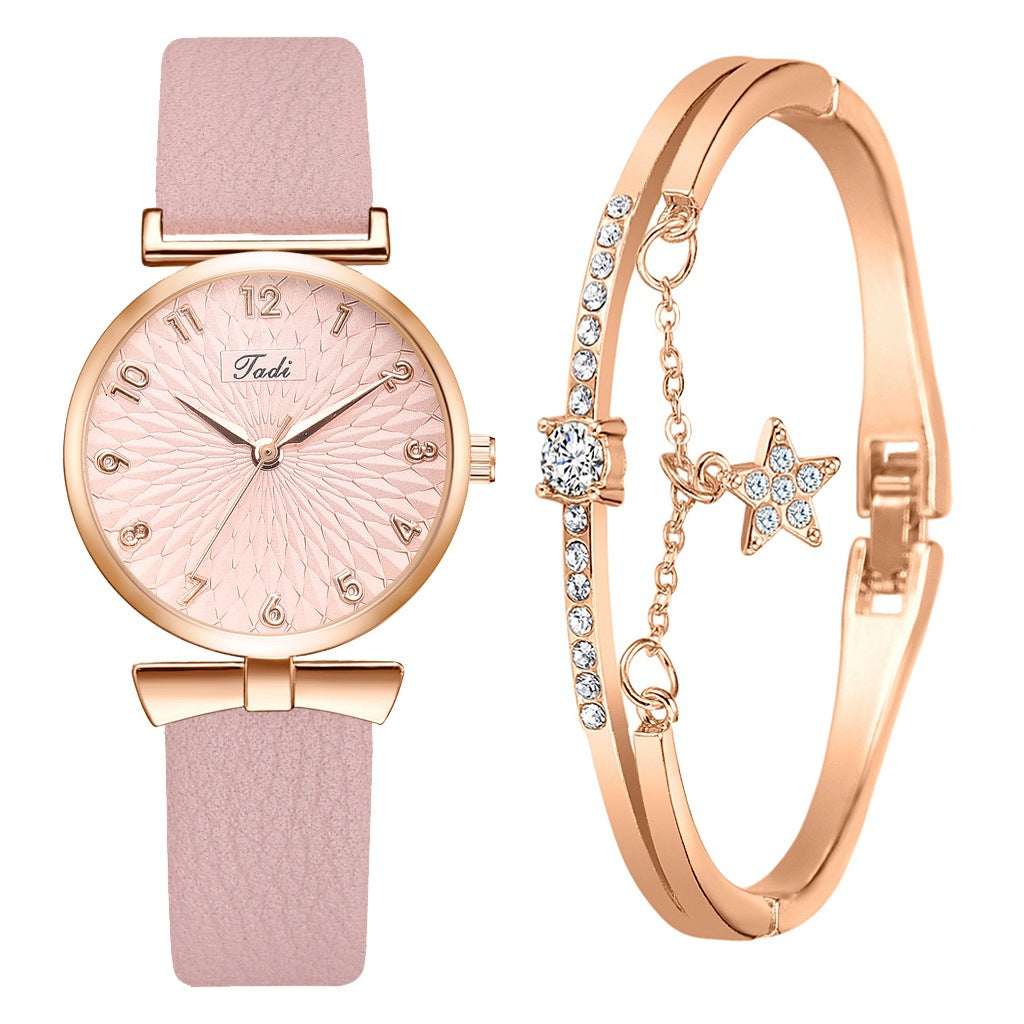 Ladies Bowknot Bracelet Watch Set – Elegant Quartz Timepiece with Matching Rhinestone Jewelry