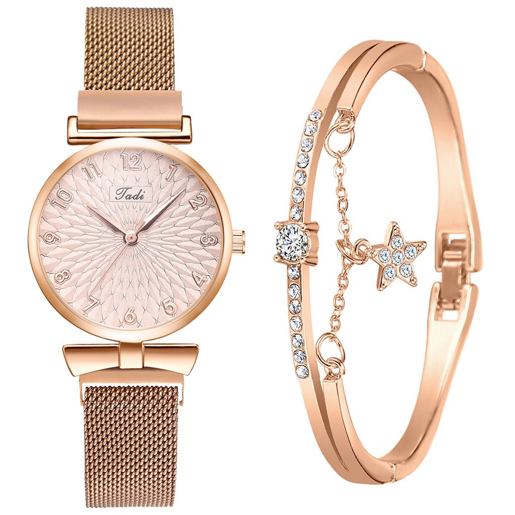 Ladies Bowknot Bracelet Watch Set – Elegant Quartz Timepiece with Matching Rhinestone Jewelry