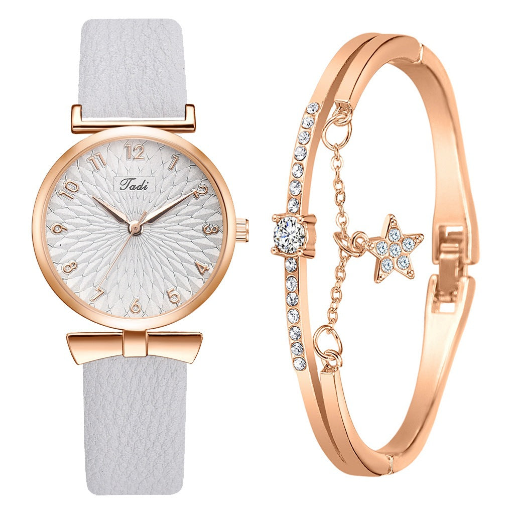 Ladies Bowknot Bracelet Watch Set – Elegant Quartz Timepiece with Matching Rhinestone Jewelry