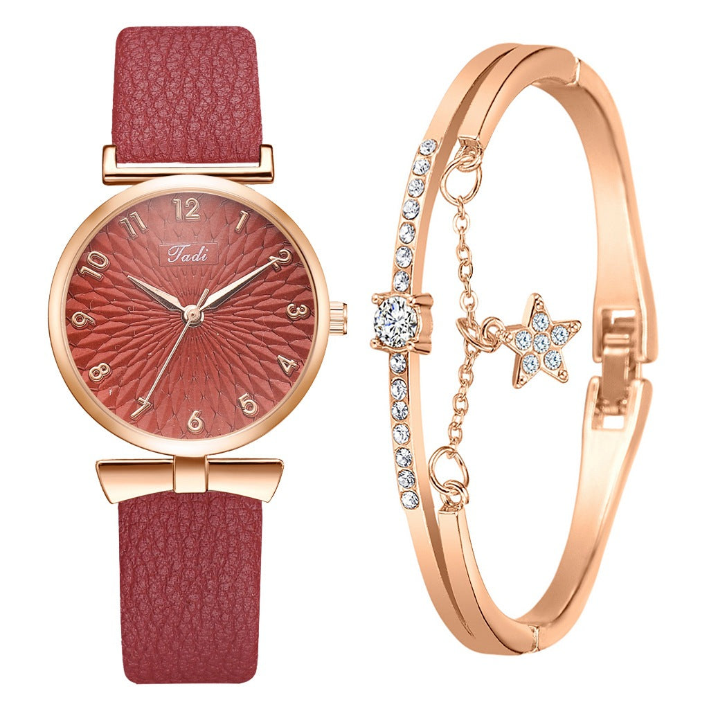 Ladies Bowknot Bracelet Watch Set – Elegant Quartz Timepiece with Matching Rhinestone Jewelry