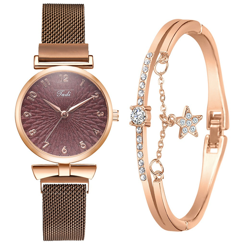 Ladies Bowknot Bracelet Watch Set – Elegant Quartz Timepiece with Matching Rhinestone Jewelry