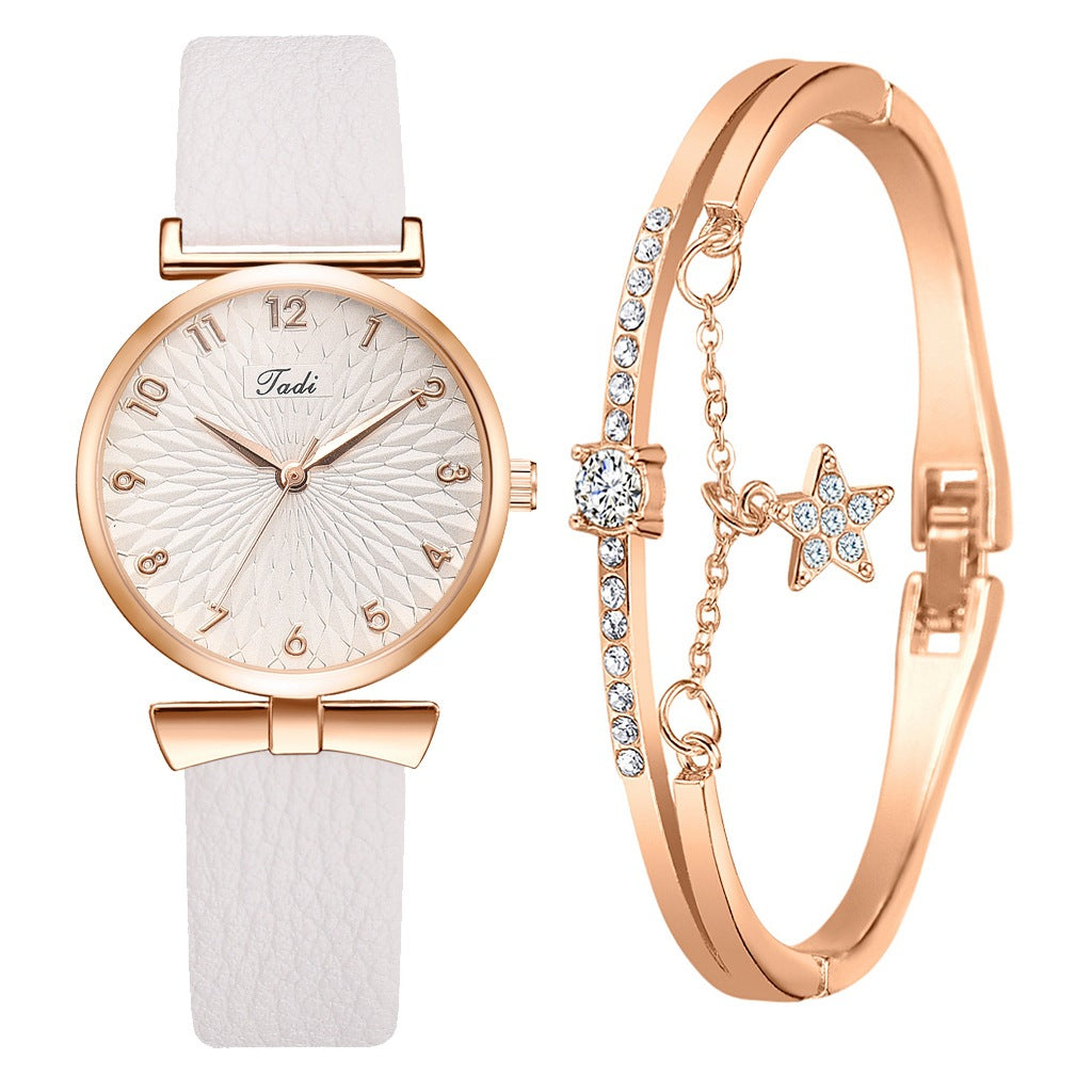 Ladies Bowknot Bracelet Watch Set – Elegant Quartz Timepiece with Matching Rhinestone Jewelry