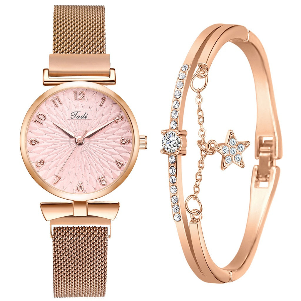 Ladies Bowknot Bracelet Watch Set – Elegant Quartz Timepiece with Matching Rhinestone Jewelry