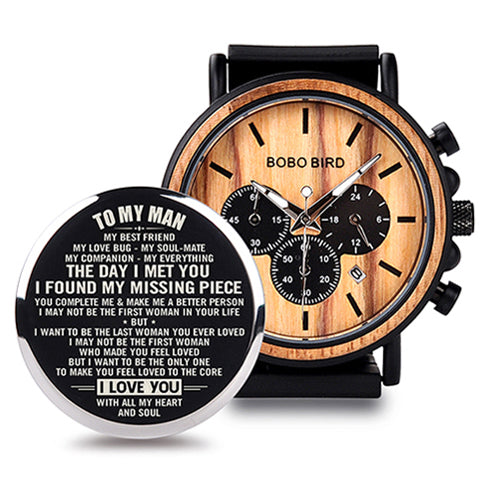 Men's BOBO BIRD 44mm Wooden Chronograph Watch | Natural Wood