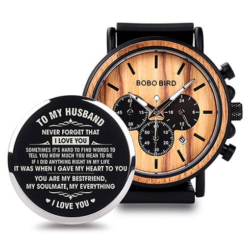 Men's BOBO BIRD 44mm Wooden Chronograph Watch | Natural Wood