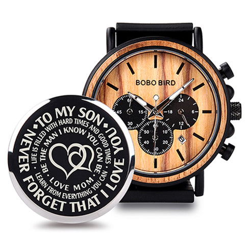 Men's BOBO BIRD 44mm Wooden Chronograph Watch | Natural Wood