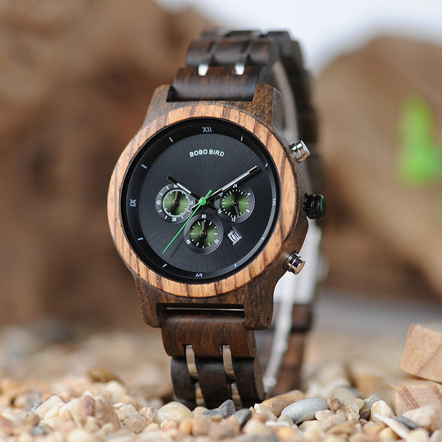 Bobo Bird Luxury Wooden Watch for Women – Multi-Function Quartz Chronograph with Eco-Friendly Wood Strap & 30M Waterproof Design