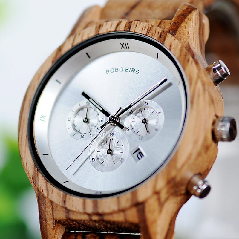 Bobo Bird Luxury Wooden Watch for Women – Multi-Function Quartz Chronograph with Eco-Friendly Wood Strap & 30M Waterproof Design