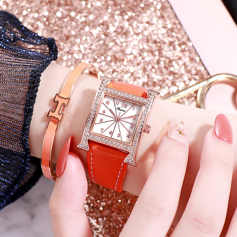 Ladies Titanium Alloy Square Watch – Ultra-Slim 6mm Waterproof Quartz with Jewelry Buckle