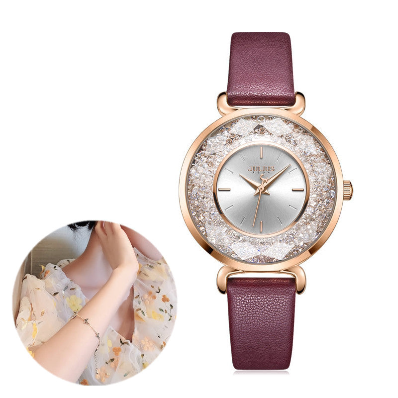 Vintage Forest Leather Watch: 42mm Statement Dial | 10mm Thickness | Nature-Inspired Quartz