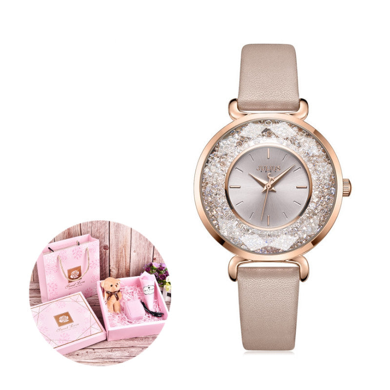 Vintage Forest Leather Watch: 42mm Statement Dial | 10mm Thickness | Nature-Inspired Quartz