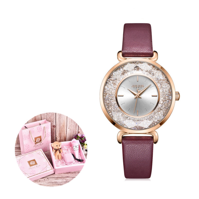 Vintage Forest Leather Watch: 42mm Statement Dial | 10mm Thickness | Nature-Inspired Quartz
