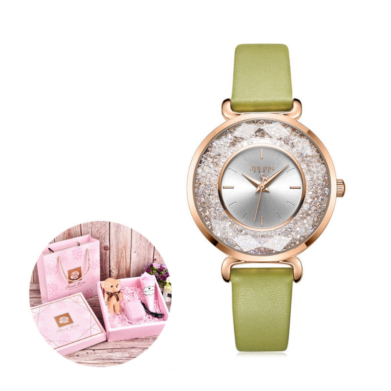Vintage Forest Leather Watch: 42mm Statement Dial | 10mm Thickness | Nature-Inspired Quartz