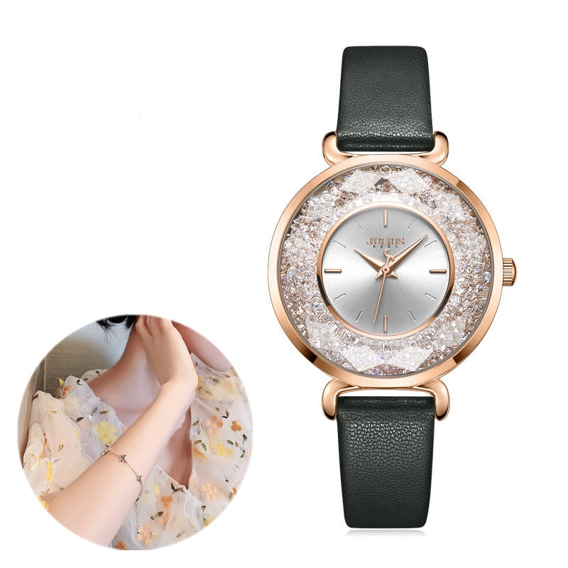 Vintage Forest Leather Watch: 42mm Statement Dial | 10mm Thickness | Nature-Inspired Quartz
