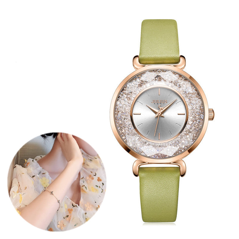 Vintage Forest Leather Watch: 42mm Statement Dial | 10mm Thickness | Nature-Inspired Quartz
