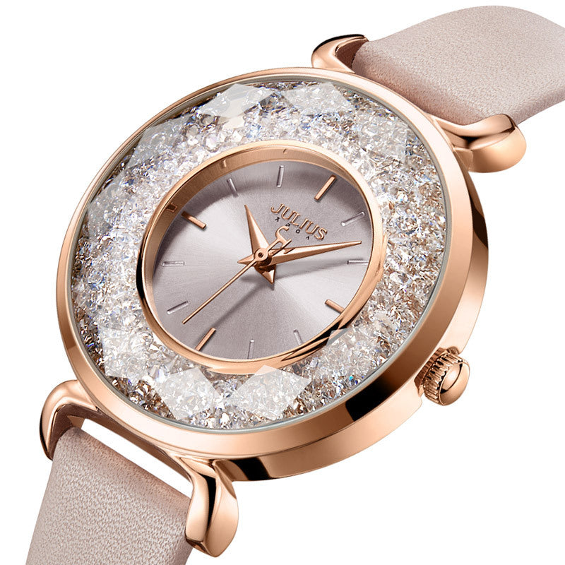 Ladies Julius Mori Girl Quartz Watch – Temperament Leather Strap Wristwatch (3ATM Waterproof)