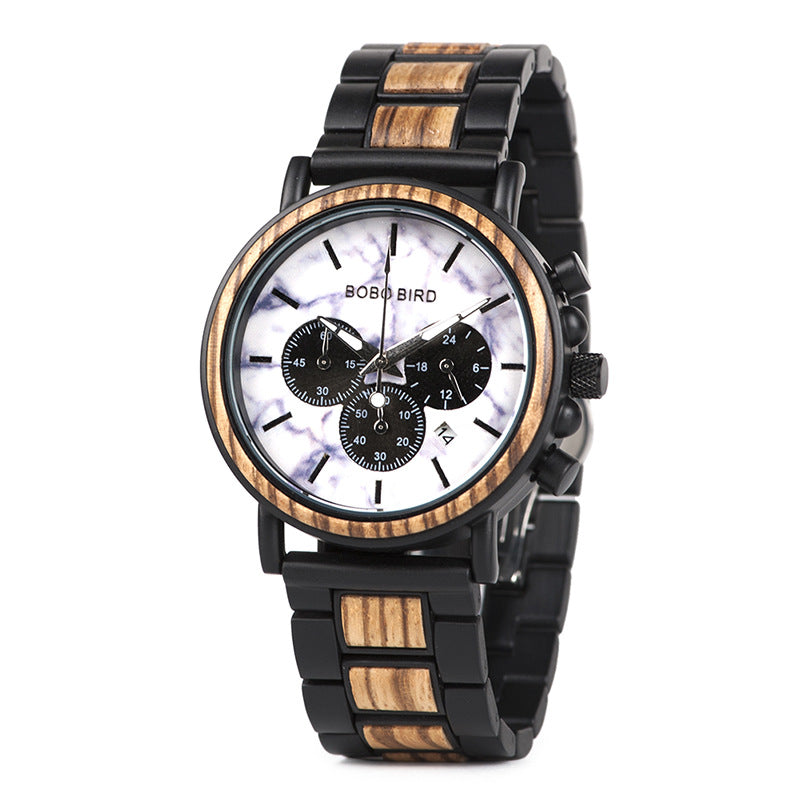 Men's BOBO BIRD 44mm Wooden Chronograph Watch | Natural Wood