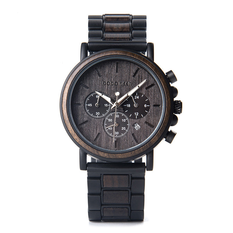Men's BOBO BIRD 44mm Wooden Chronograph Watch | Natural Wood