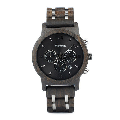 Men's BOBO BIRD 44mm Wooden Chronograph Watch | Natural Wood