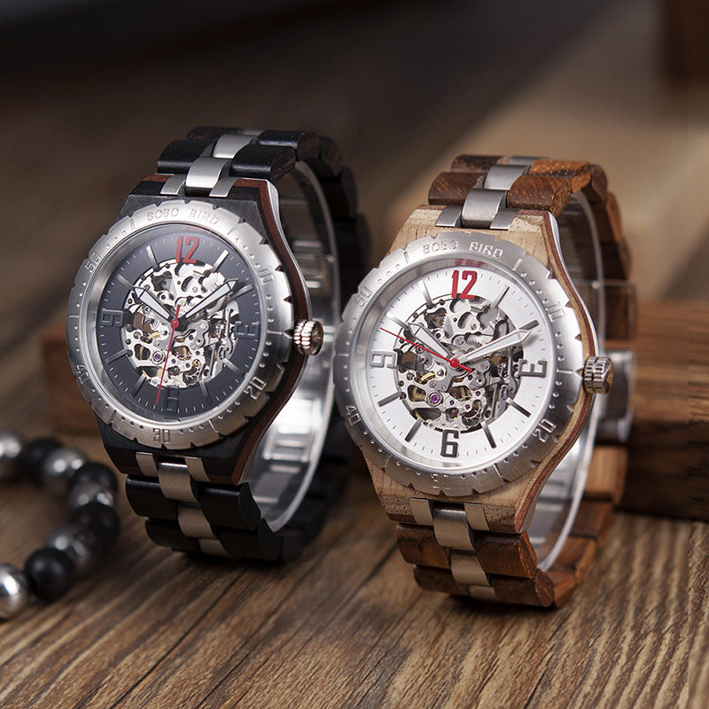 Men's Handcrafted Wooden Quartz Watch – Eco-Luxury Chronograph Style with Date Display