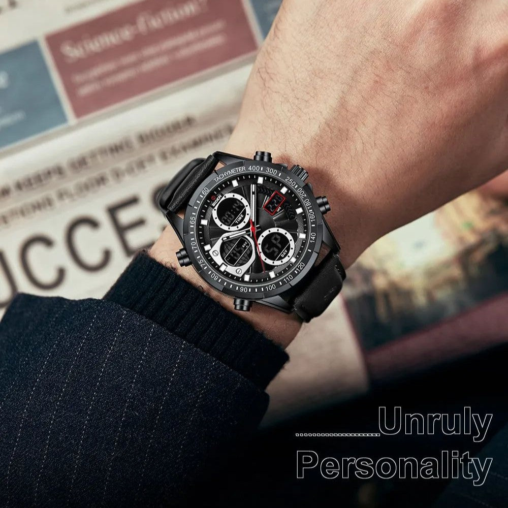 Mens Sports PU Leather Belt Quartz Watch