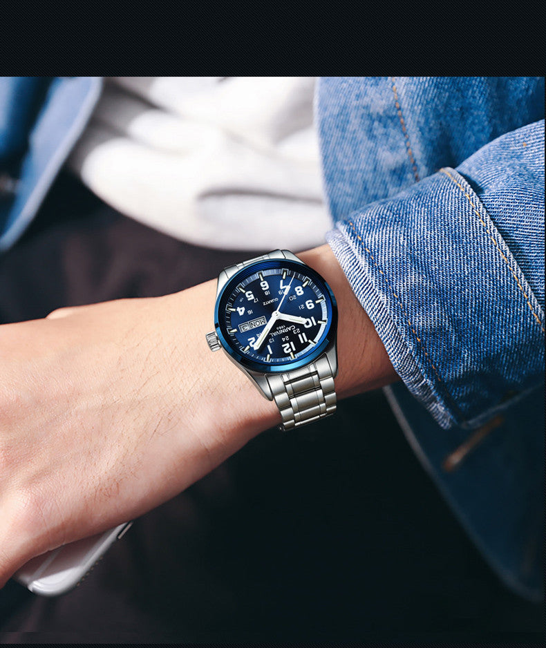 Men's Luminous Quartz Watch – 40mm Calendar Date Display with Night Vision