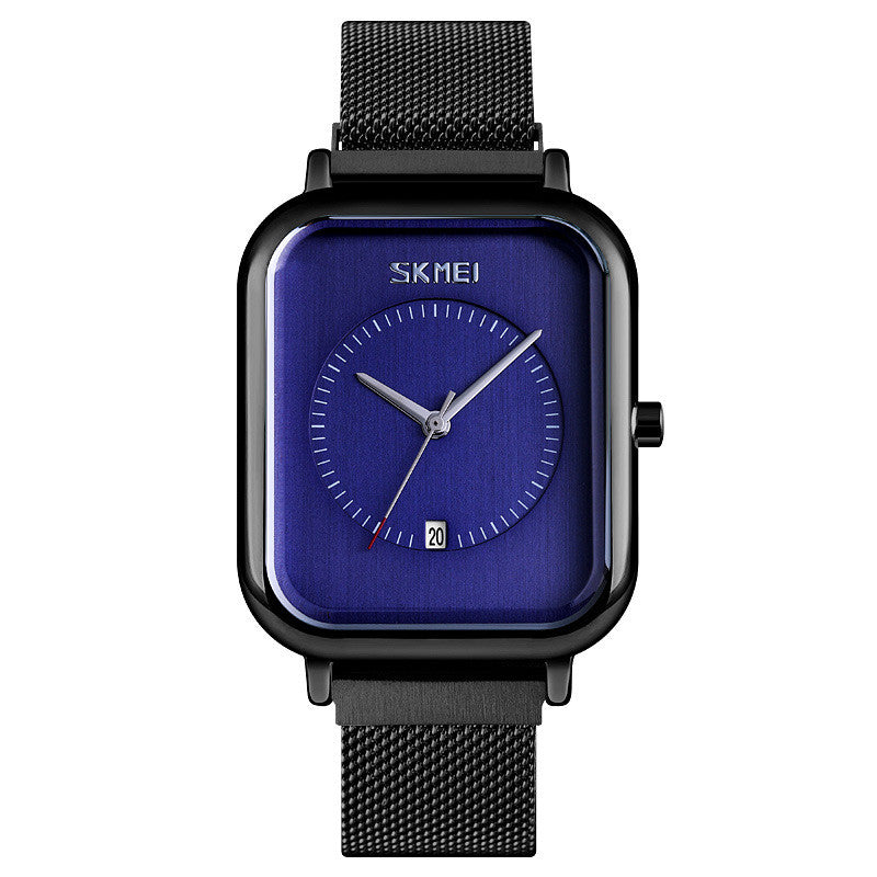 Men's Square Business Quartz Watch | 11mm Mesh-Strap Calendar