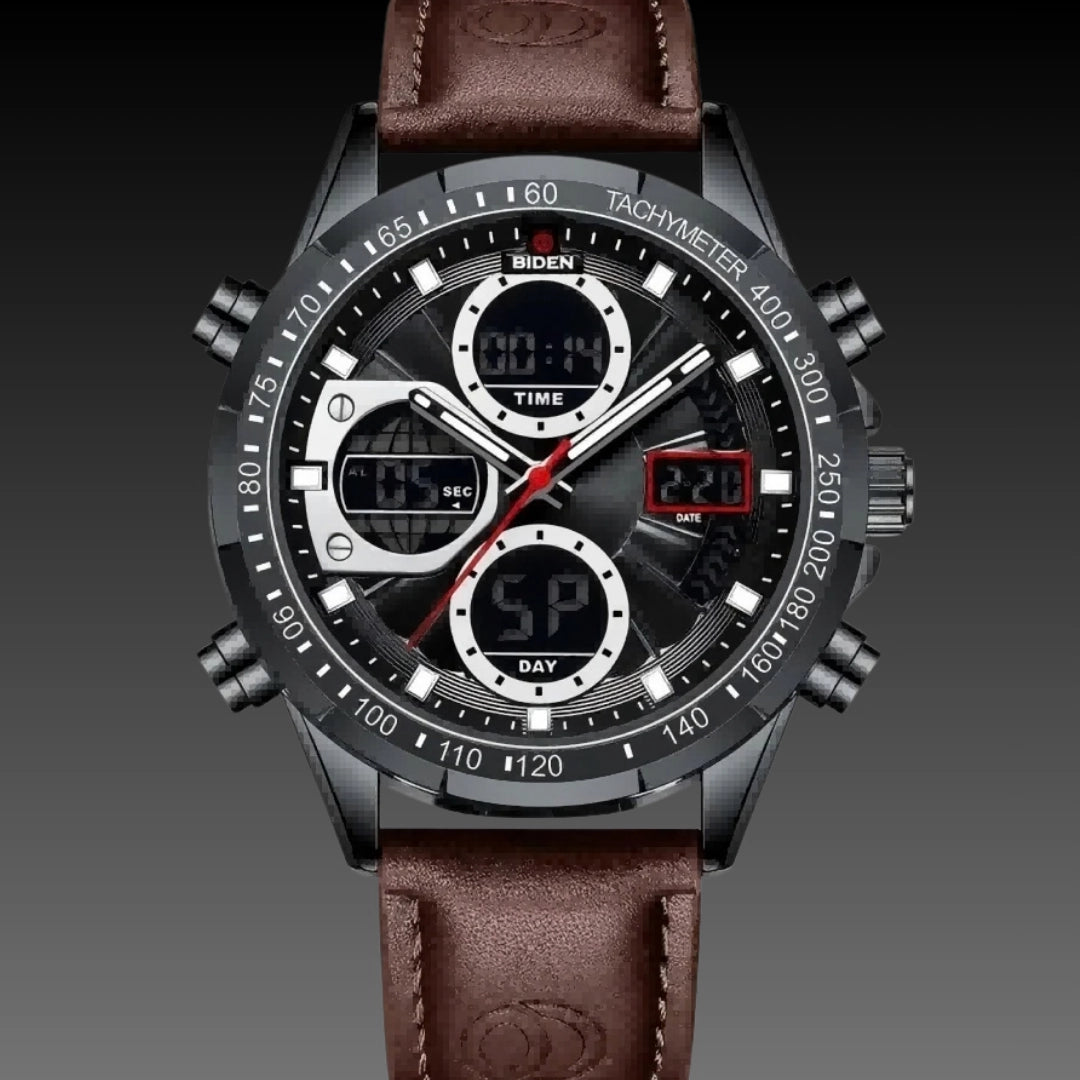 Mens Sports PU Leather Belt Quartz Watch