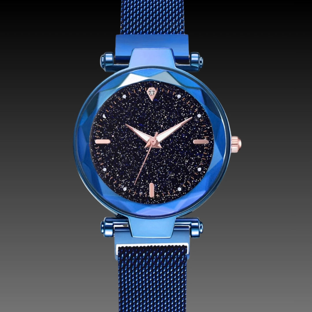 Ladies Magnetite Starry Sky Watch – Ultra-Slim Magnetic Mesh Quartz with Shimmering Dial