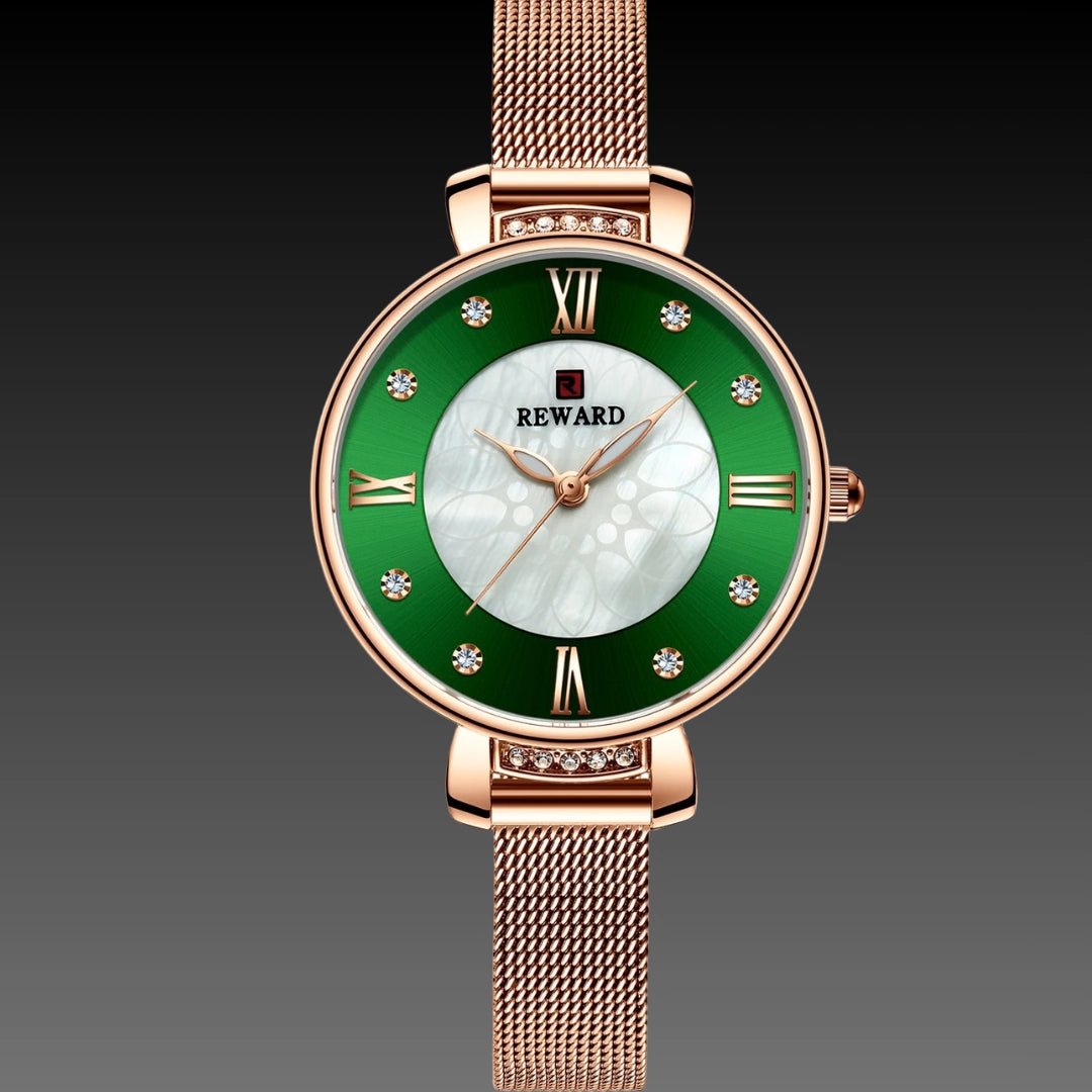 Milanese Mesh Ladies Watch: 33mm Textured Dial | Slim 10mm Steel Strap | Roman Numerals