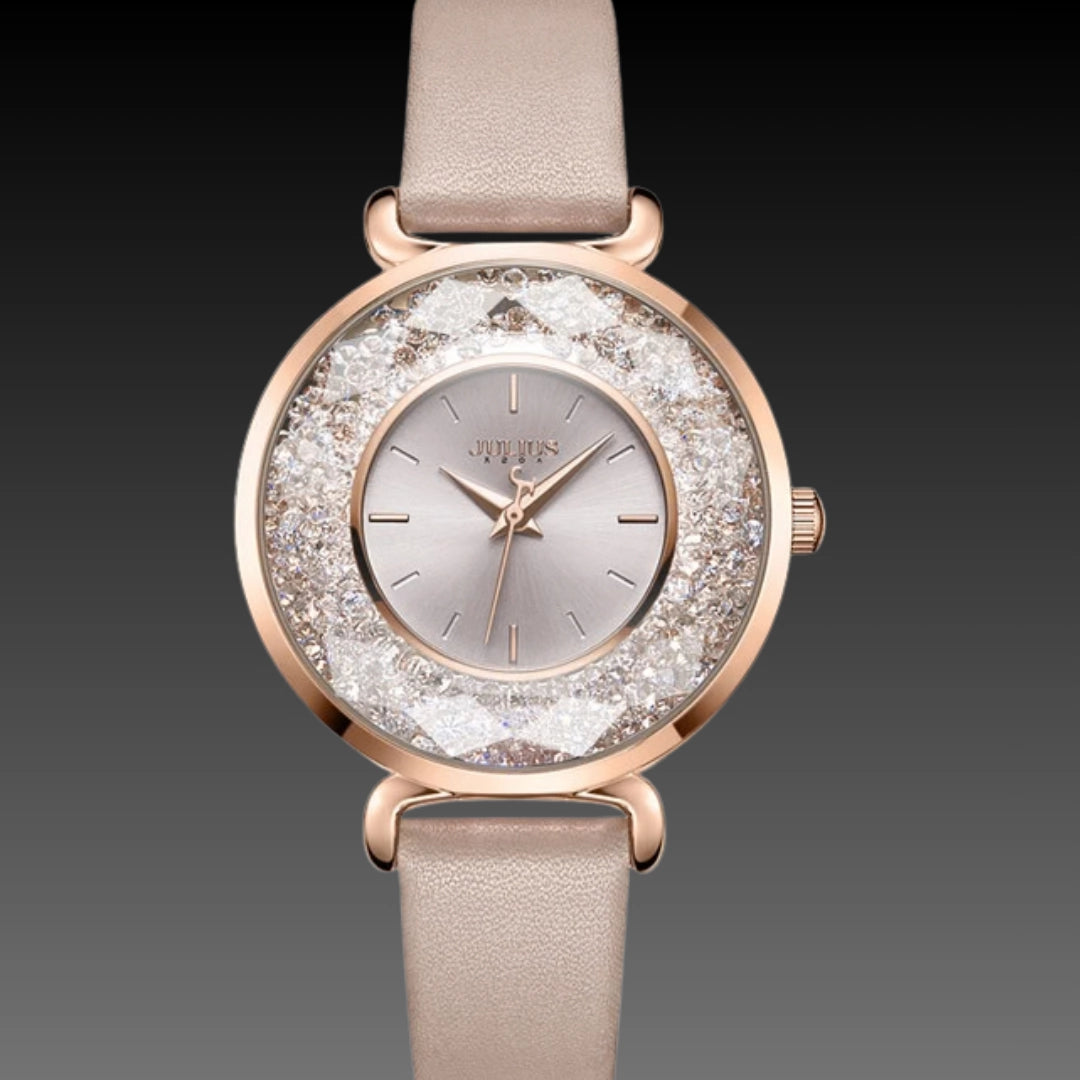 Ladies Julius Mori Girl Quartz Watch – Temperament Leather Strap Wristwatch (3ATM Waterproof)