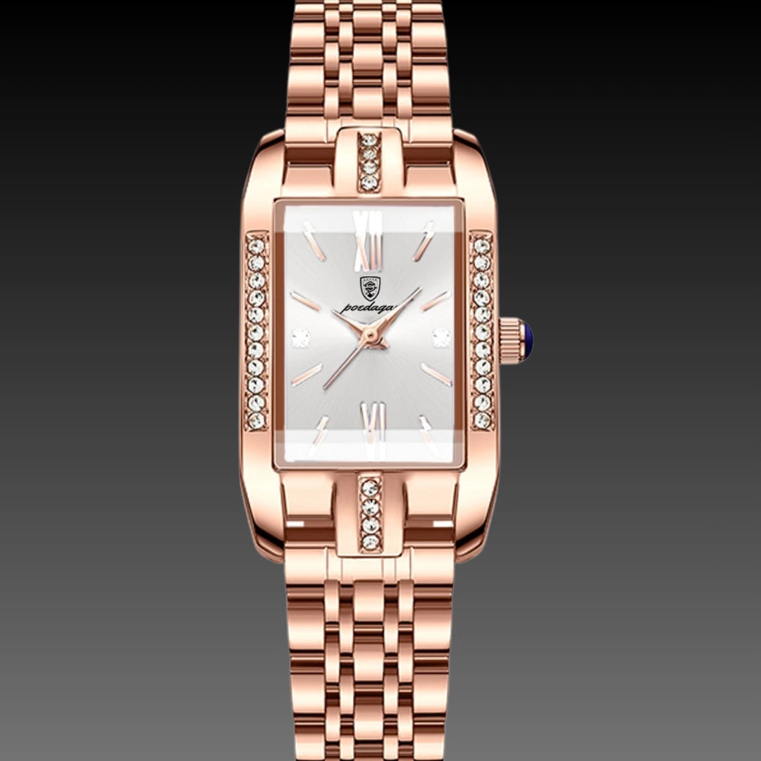 Luxury Waterproof Ladies Quartz Watch: 30mm Rectangular Dial | 6mm Ultra-Slim | 50M Water Resistant