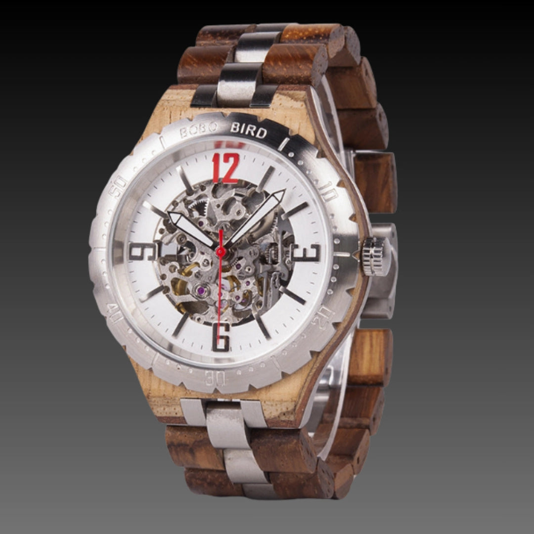 Men's Handcrafted Wooden Quartz Watch – Eco-Luxury Chronograph Style with Date Display