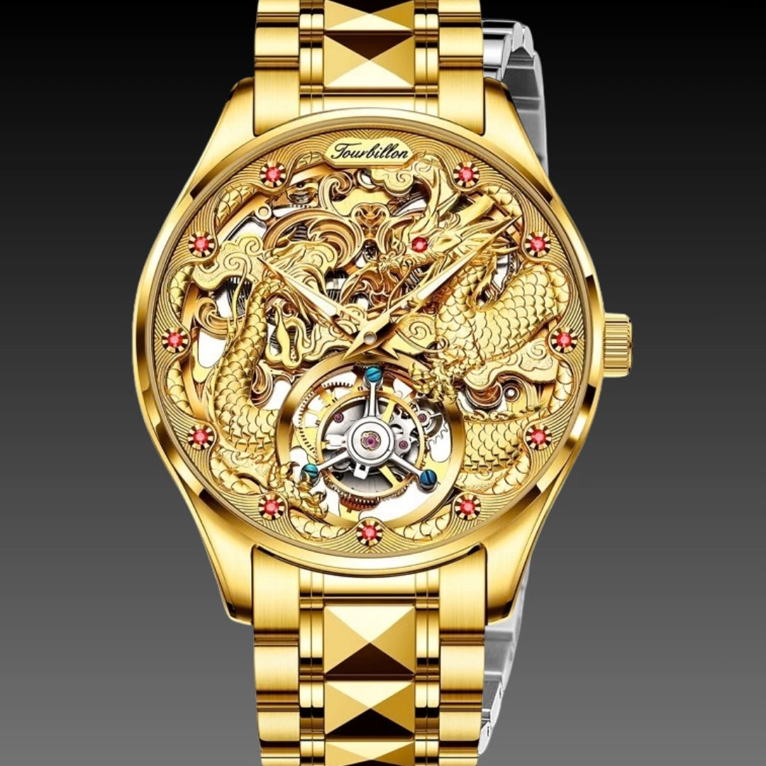 Men's Skeleton Mechanical Watch – Hollowed-Out Design with Stainless Steel Strap & Waterproof Build